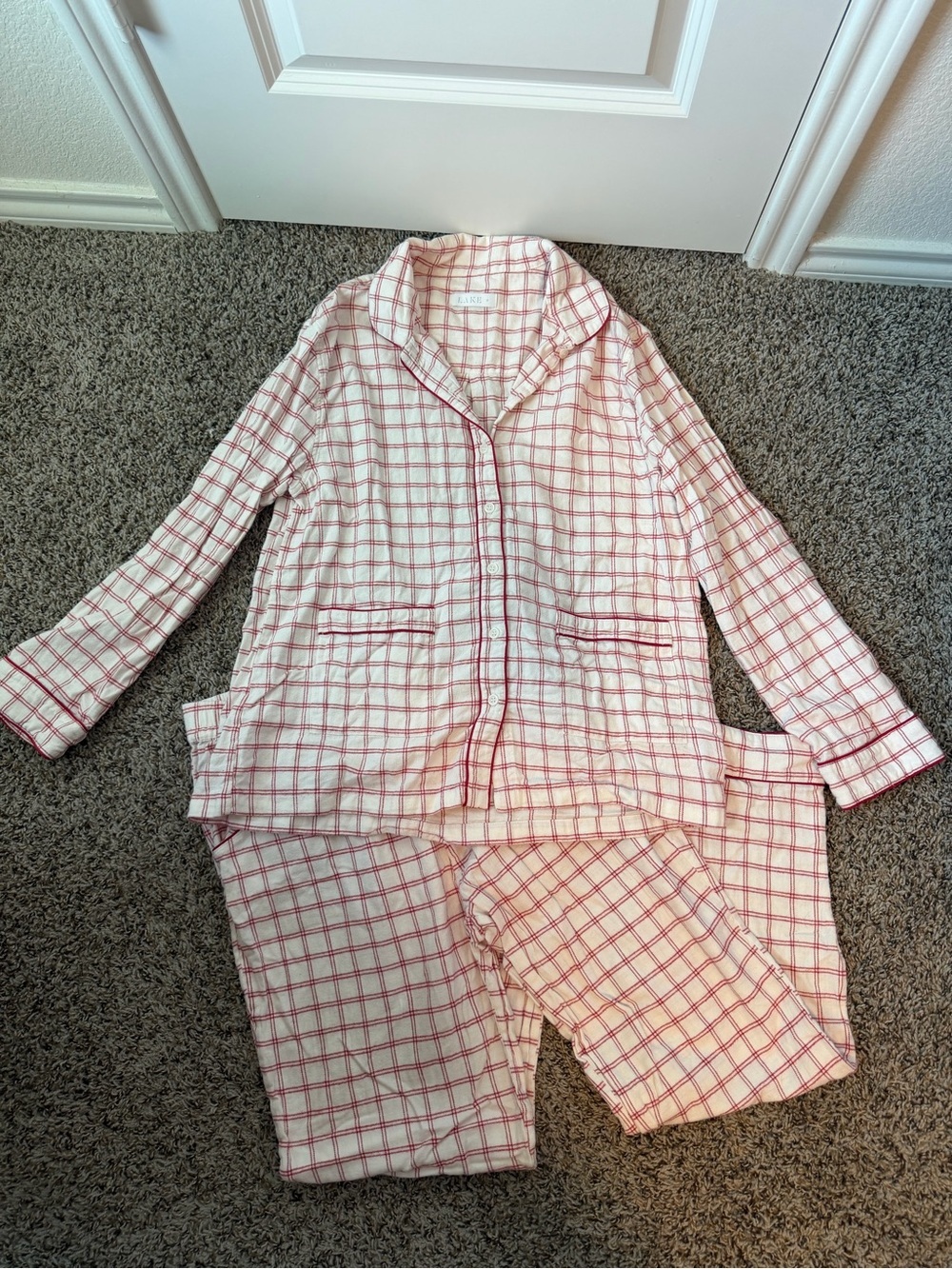 ⚡️LAKE Red & White Plaid Pajama Set — 100% Cotton